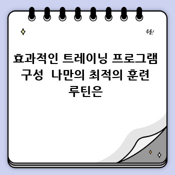 효과적인 트레이닝 프로그램 구성  나만의 최적의 훈련 루틴은
